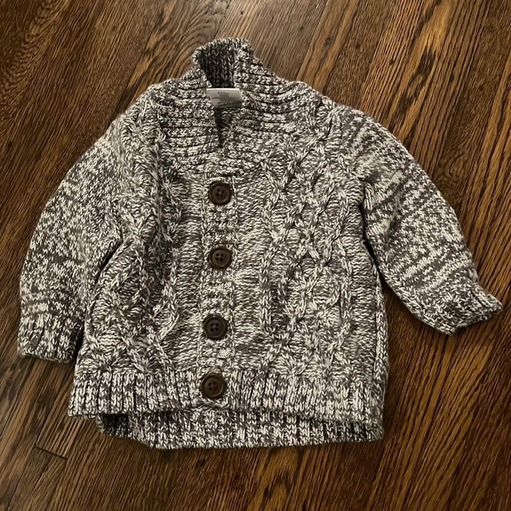 Crochet buttoned cardigan with elbow pads